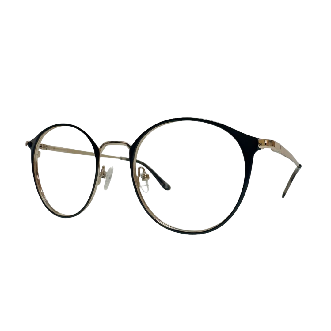 Óculos Metal Preto com Ponte e Hastes Douradas SUBR1123 C3 49