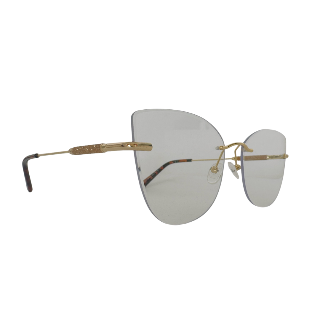 Óculos Feminino Metal Dourado com Haste Revestida em Detalhes Dourado SUDLYY81032 C8 56