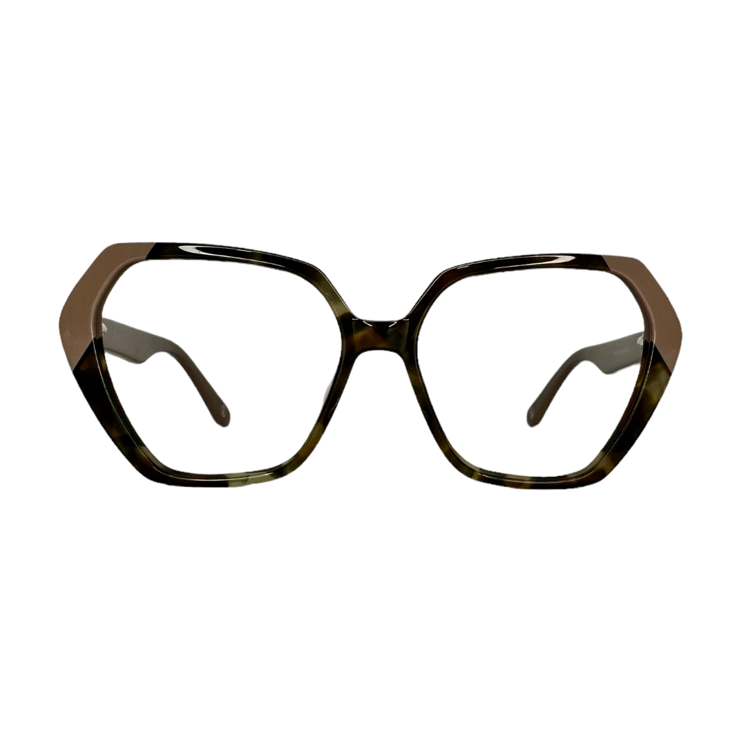 Óculos de Grau Quadrado Feminino Acetato Mesclado Detalhe Nude SUFH0002 C1 53