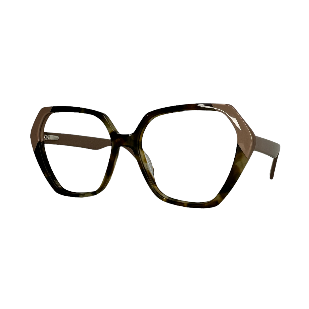 Óculos de Grau Quadrado Feminino Acetato Mesclado Detalhe Nude SUFH0002 C1 53