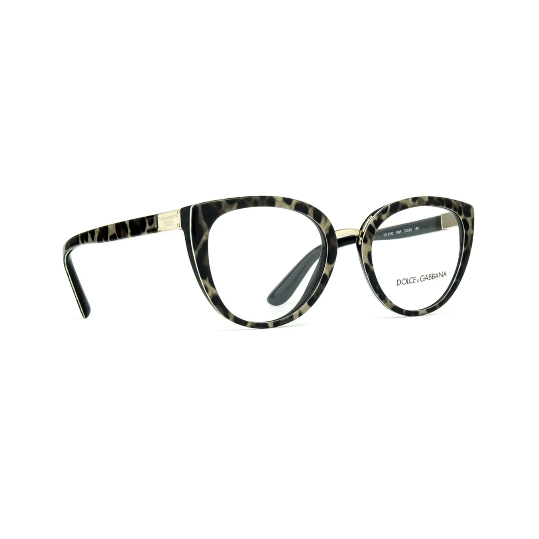 Óculos de Grau Redondo Feminino Acetato Animal Print DOLCE&GABBANA 3262 1995
