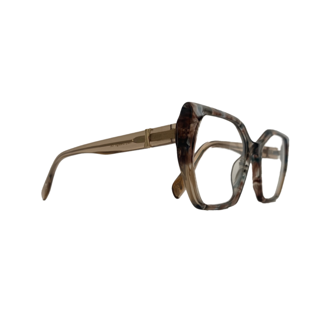 Óculos Feminino Acetato Mesclado Transparente Pastel com Haste Cristal Nude SUBW3082 C4