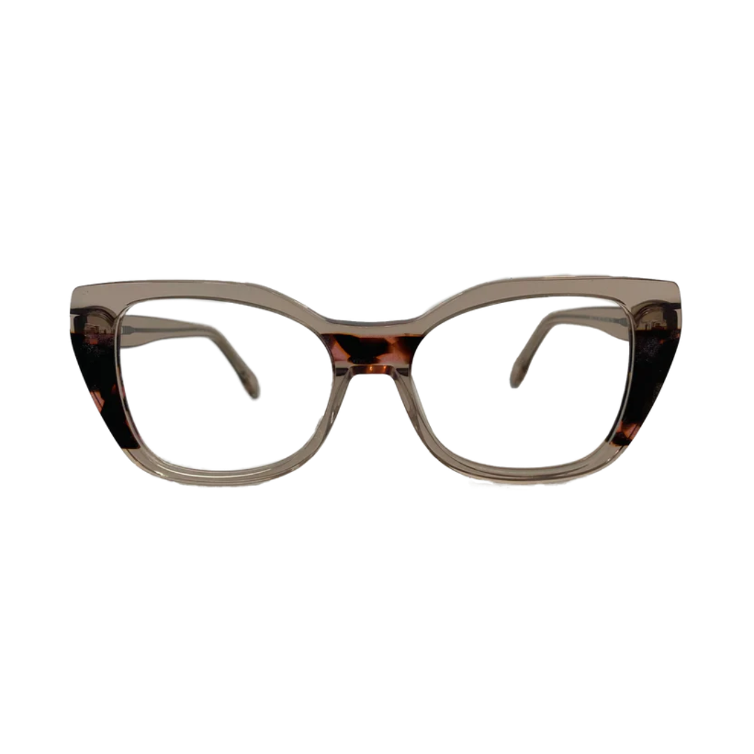 Óculos de Grau Gatinho Feminino Acetato Transparente Detalhe Mesclado RX SU S8196P C39 44