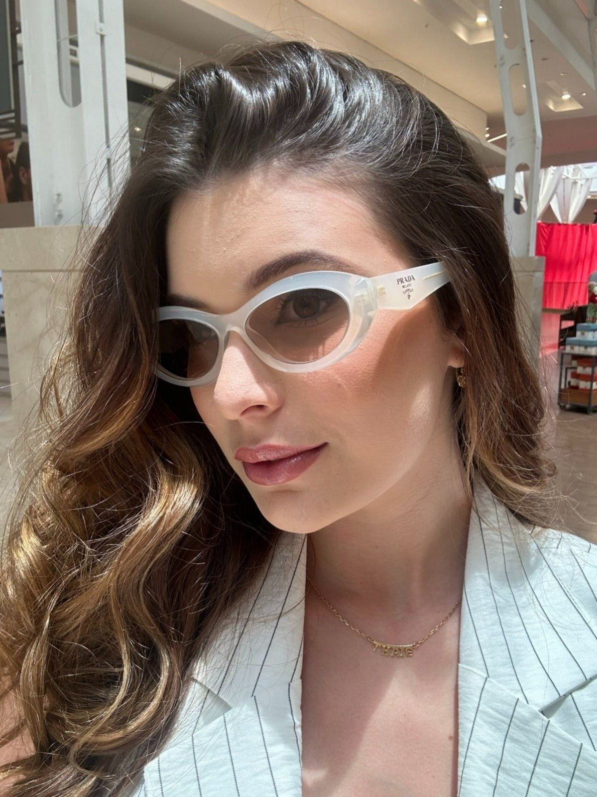 Óculos de Sol Redondo Feminino Prada Pr26z 16k 08z 55