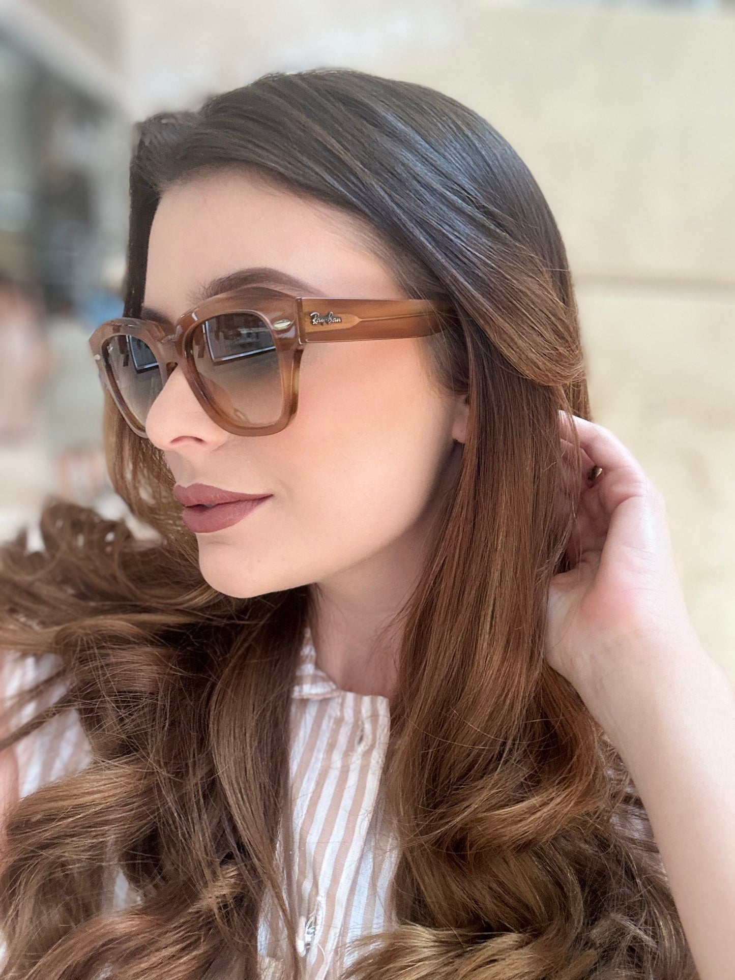 ÓCULOS DE SOL FEMININO ACETATO MARROM RB 2186 1403/52
