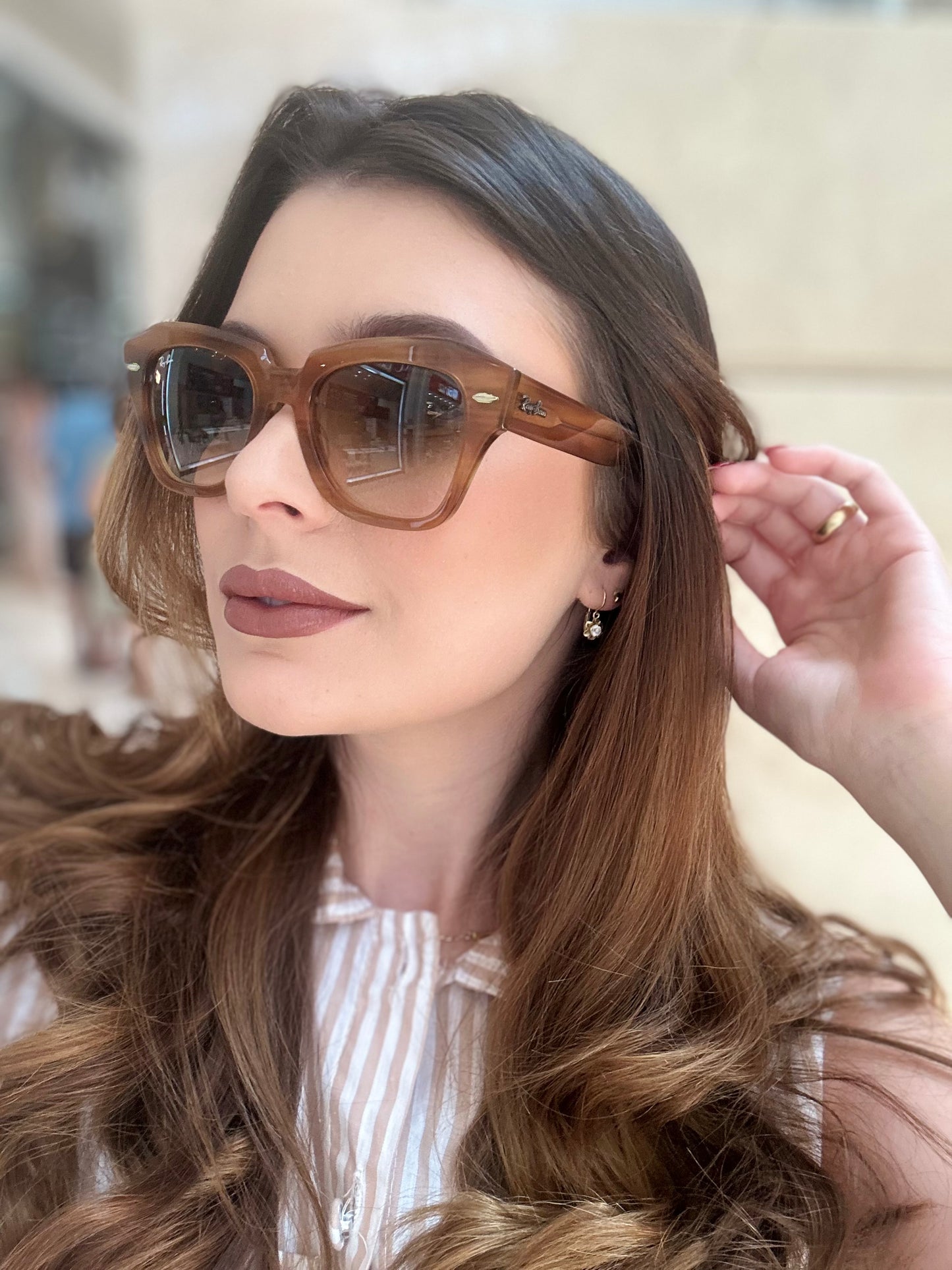 ÓCULOS DE SOL FEMININO ACETATO MARROM RB 2186 1403/52
