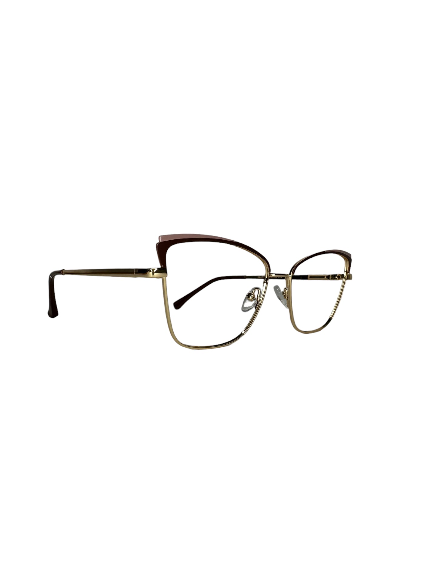 Óculos Feminino Metal Dourado Detalhe Marrom com Rose Haste Durada e Marrom SU RX 59206 C5 53