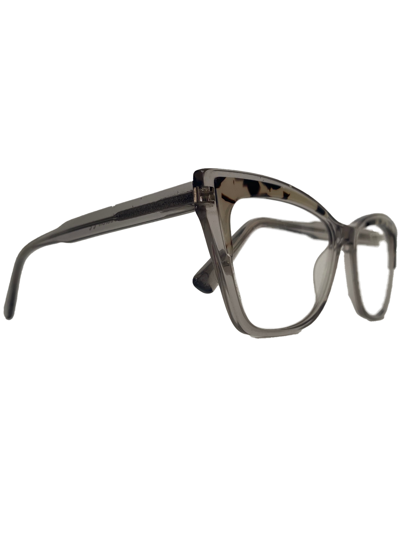 Óculos de Grau Gatinho Feminino Acetato Cinza Cristal Detalhe Mesclado RX SU BR44028 C2 53