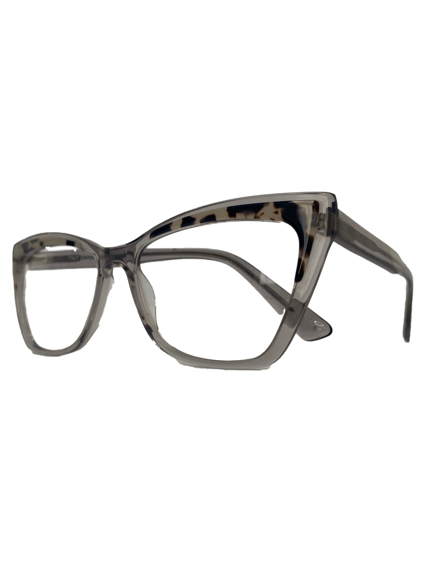 Óculos de Grau Gatinho Feminino Acetato Cinza Cristal Detalhe Mesclado RX SU BR44028 C2 53