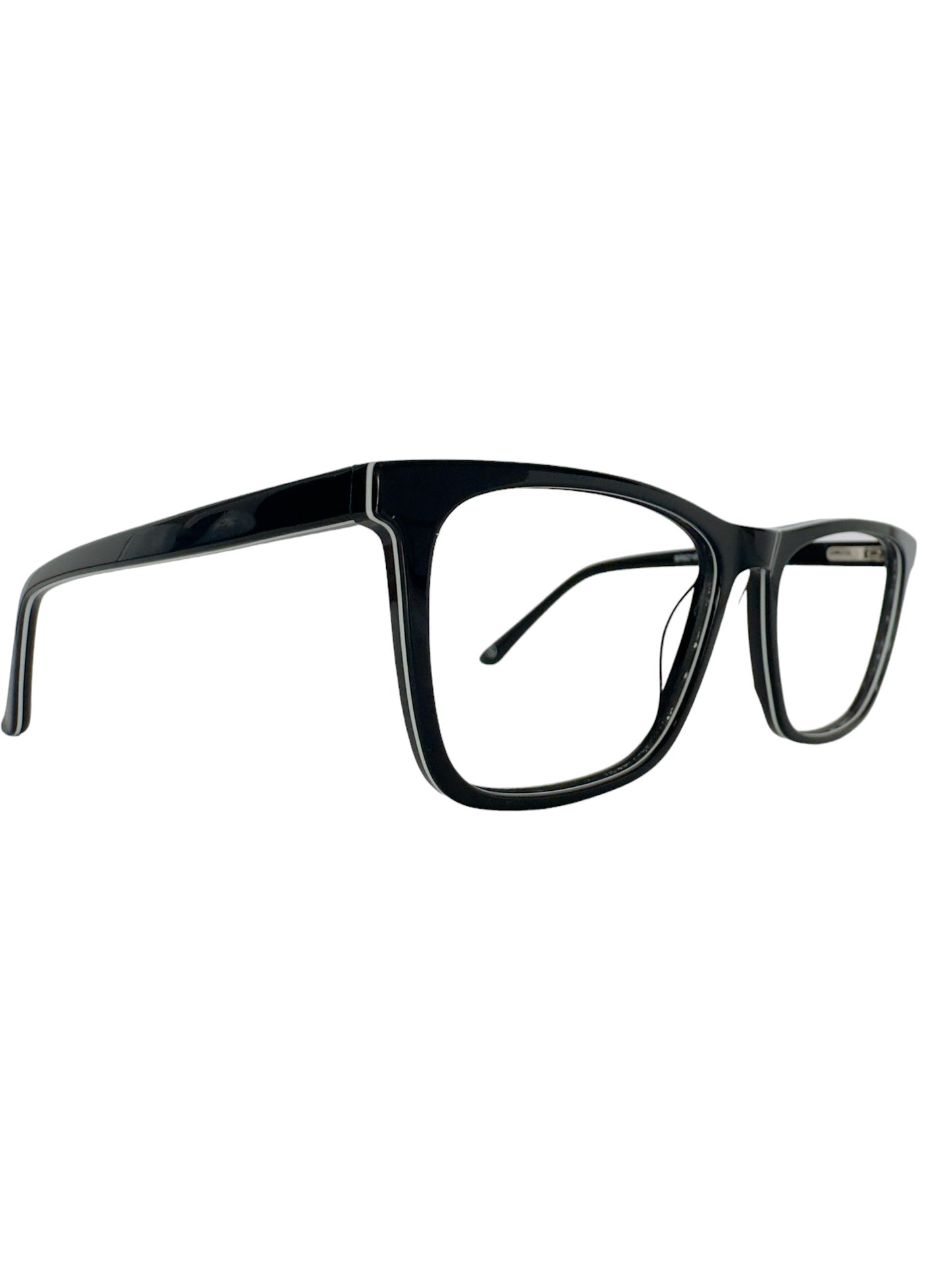 Óculos Feminino Preto com Detalhe Branco