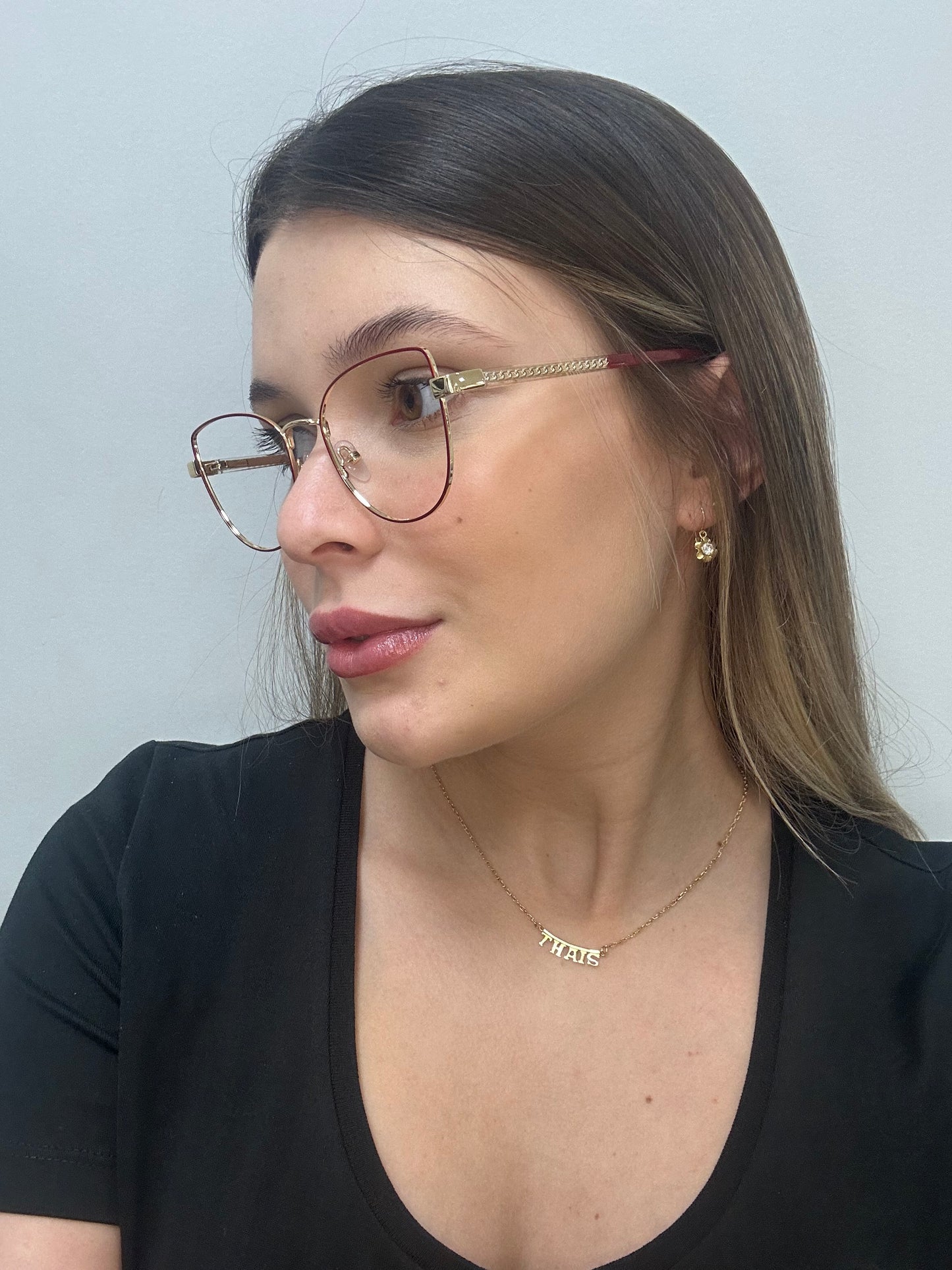 Óculos Feminino Metal Dourado Detalhe Vinho RX SU 59293 C5 51