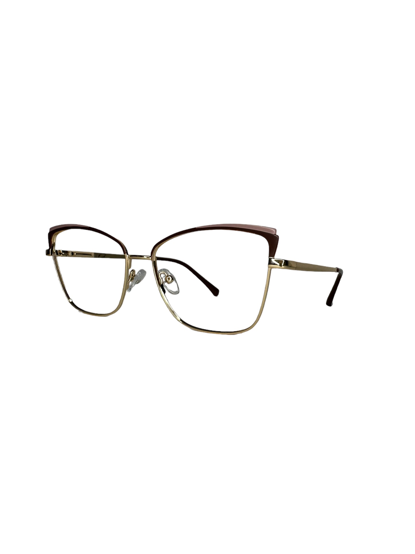 Óculos Feminino Metal Dourado Detalhe Marrom com Rose Haste Durada e Marrom SU RX 59206 C5 53
