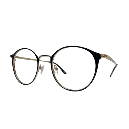 Óculos Metal Preto com Ponte e Hastes Douradas SUBR1123 C3 49