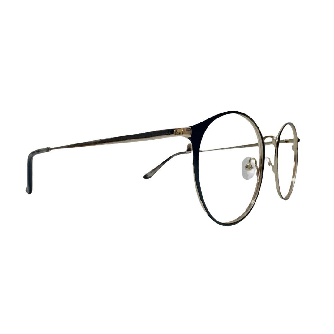 Óculos Metal Preto com Ponte e Hastes Douradas SUBR1123 C3 49