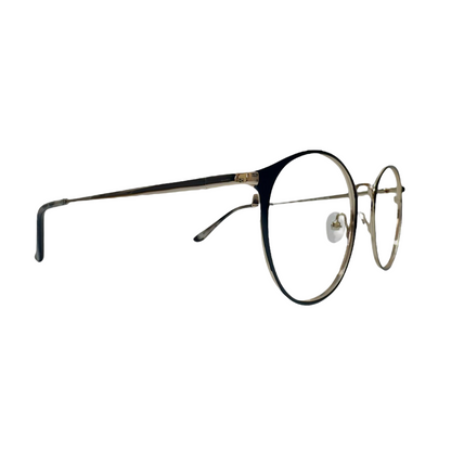 Óculos Metal Preto com Ponte e Hastes Douradas SUBR1123 C3 49