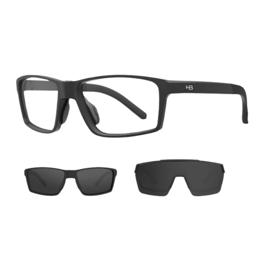 Óculos de Sol Quadrado Masculino HB CLIP ON RX HB M.0560 C243 56 MATTE BLACK DEMO