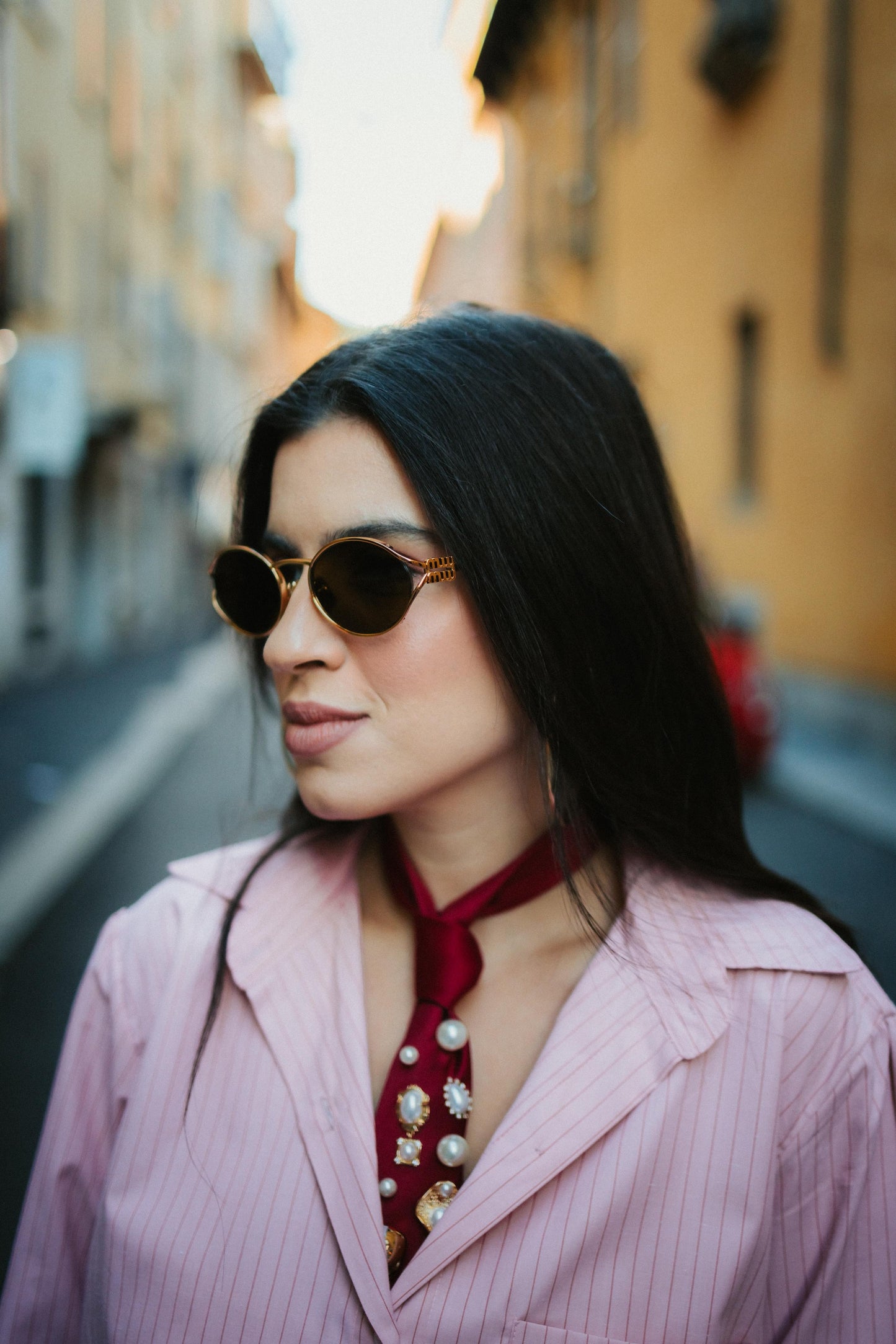 Óculos de Sol Redondo Feminino MIU MIU SL MU 52Y 70E-01T 54