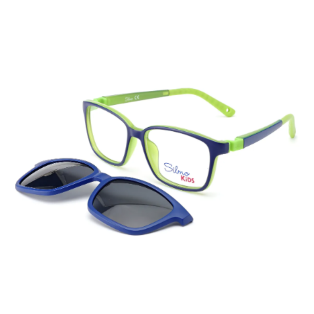 Óculos de Grau Quadrado Infantil Silmo Kids CLIP ON SL SK 2612 50 GREEN CLIPON