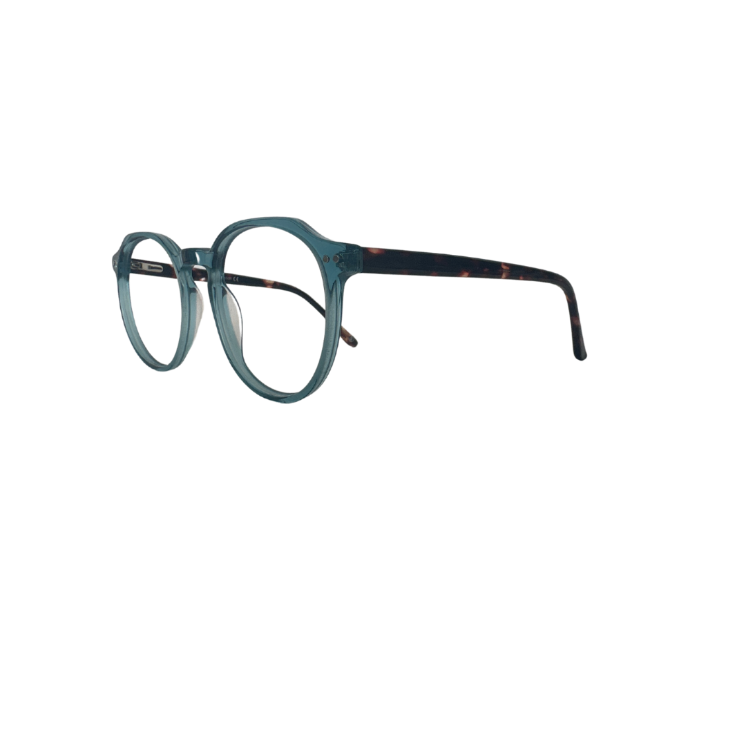 Óculos de Grau Redondo Feminino Acetato Azul Tartaruga SUBR1598 C5