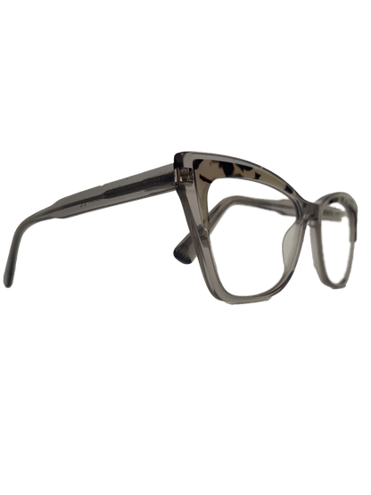 Óculos de Grau Gatinho Feminino Acetato Cinza Cristal Detalhe Mesclado RX SU BR44028 C2 53