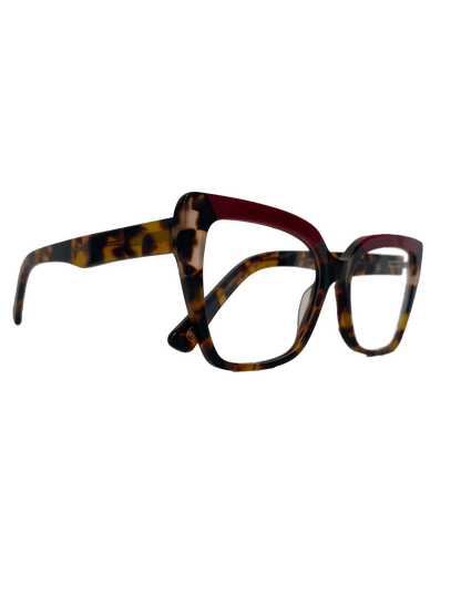 Óculos de Grau Gatinho Feminino Acetato Mesclado Detalhe Vinho RX SU LI75001 C4 54