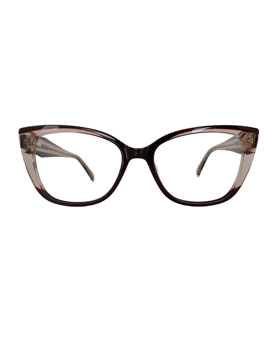 Óculos Feminino de Acetato Transparente Marrom com Detalhe Dourado na Haste RX SU BW 3104 C2