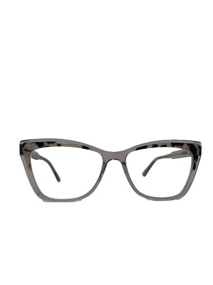 Óculos de Grau Gatinho Feminino Acetato Cinza Cristal Detalhe Mesclado RX SU BR44028 C2 53