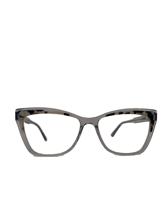 Óculos de Grau Gatinho Feminino Acetato Cinza Cristal Detalhe Mesclado RX SU BR44028 C2 53
