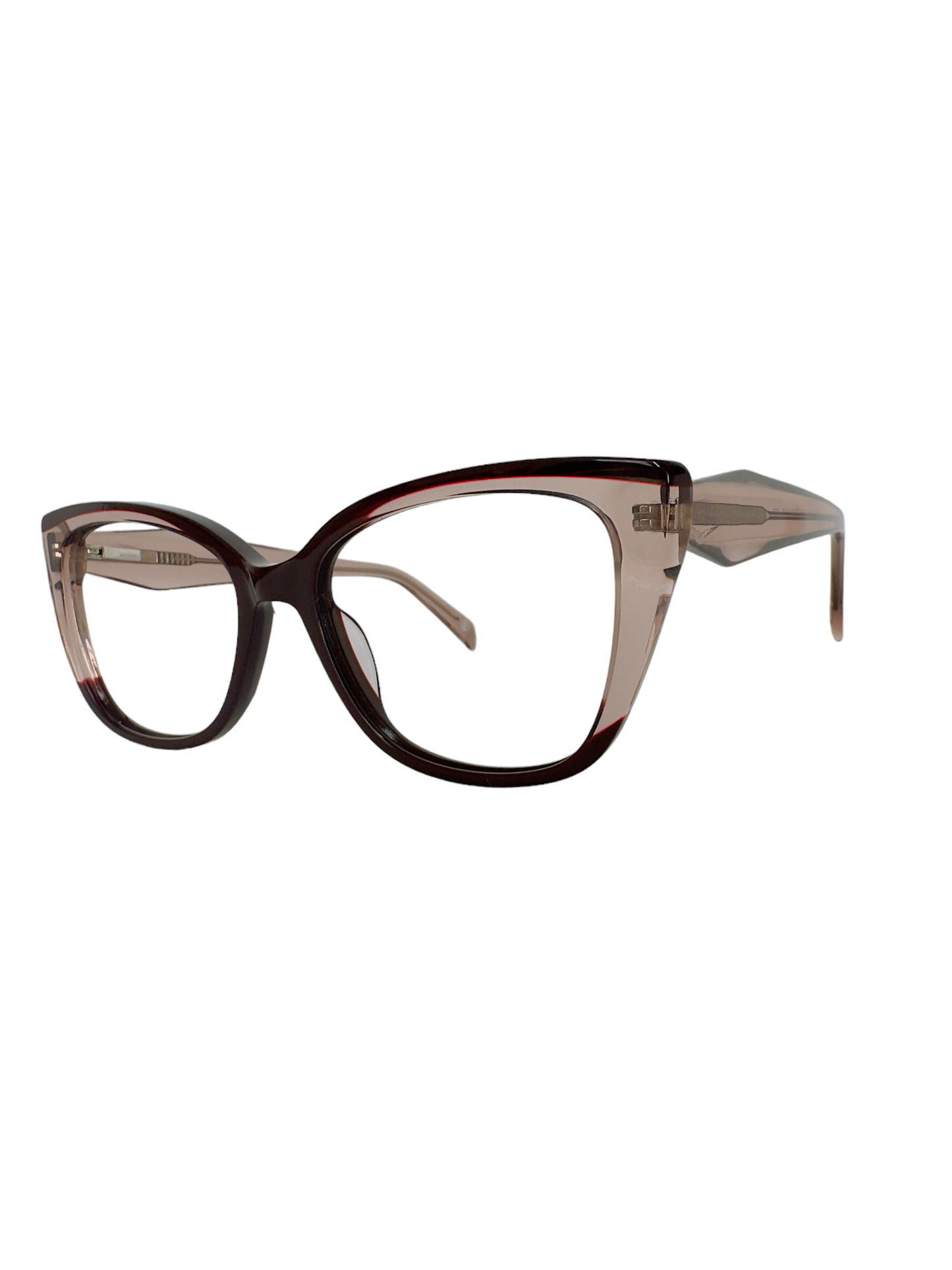 Óculos Feminino de Acetato Transparente Marrom com Detalhe Dourado na Haste RX SU BW 3104 C2