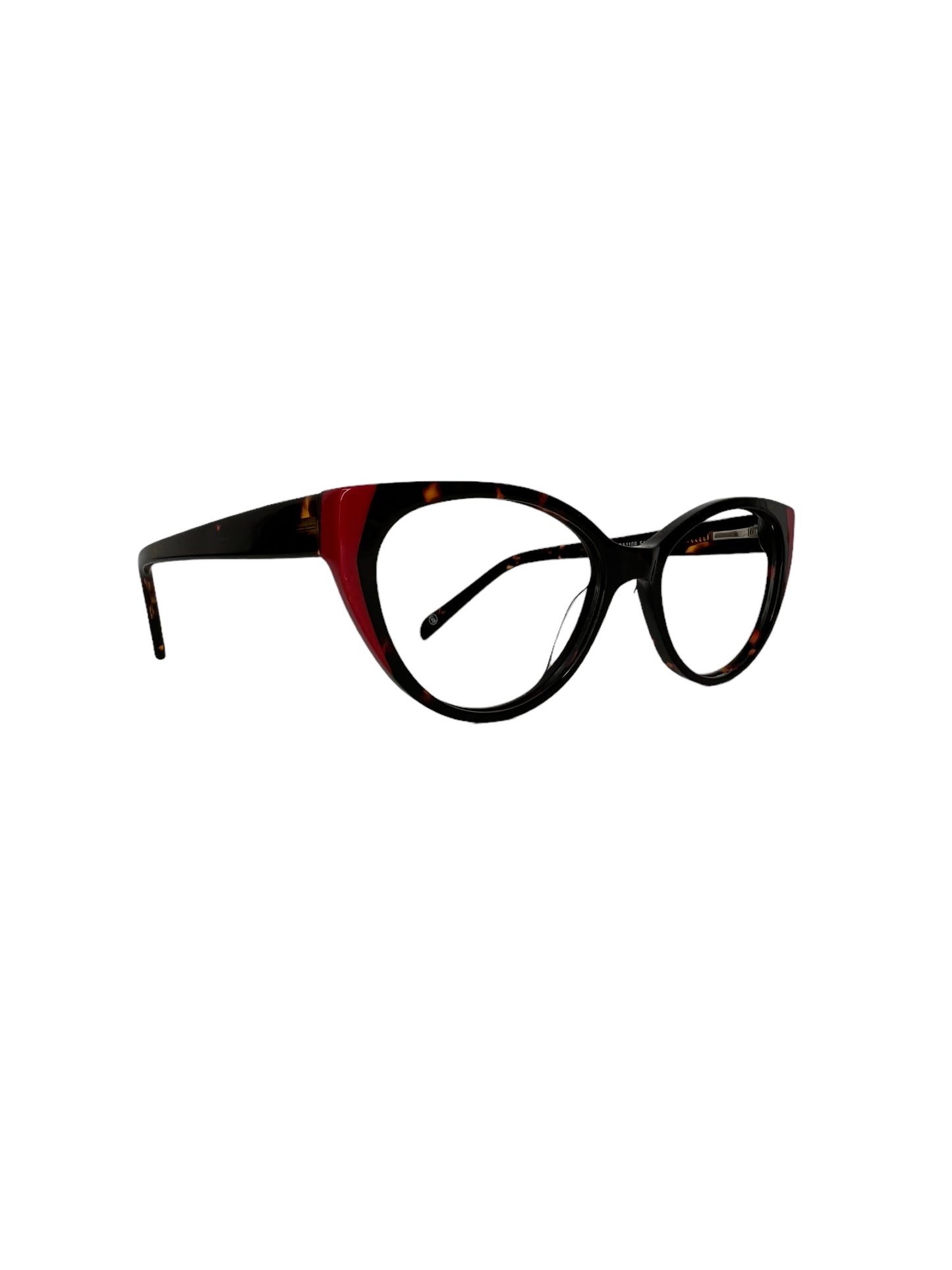 Óculos de Grau Gatinho  Feminino Acetato Mesclado Detalhe Vermelho RX SU BA1108 C5 54