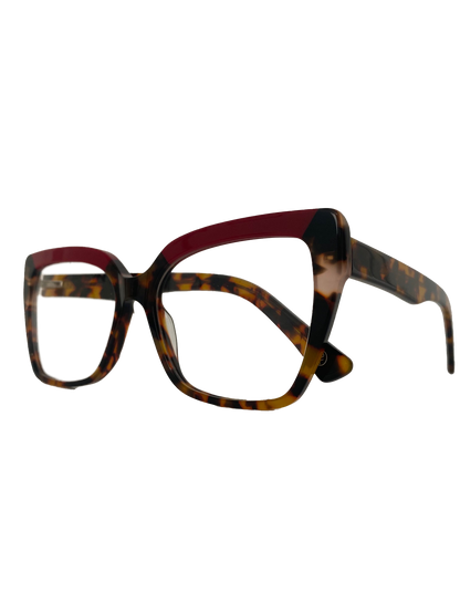 Óculos de Grau Gatinho Feminino Acetato Mesclado Detalhe Vinho RX SU LI75001 C4 54